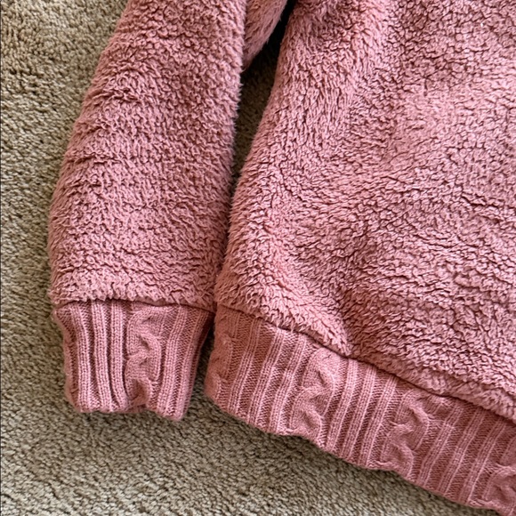 Olivia Sky Dusty Rose Teddy Fleece Zip-Up Jacket - Picture 7 of 7